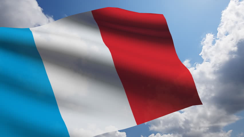 French flag animation with real time-lapse clouds.