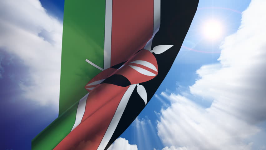 Kenya flag animation with real time-lapse clouds