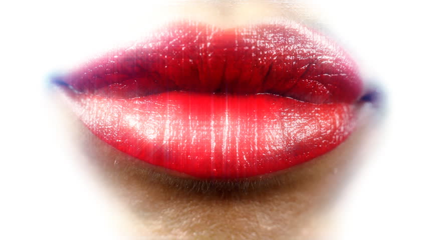 macro close-up of red luscious lips