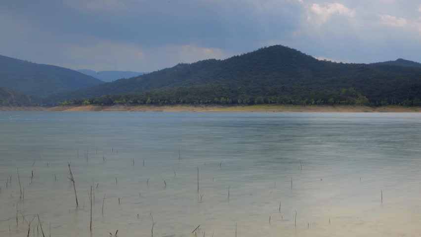shot of pantano de boadella lake in catalyna spain 