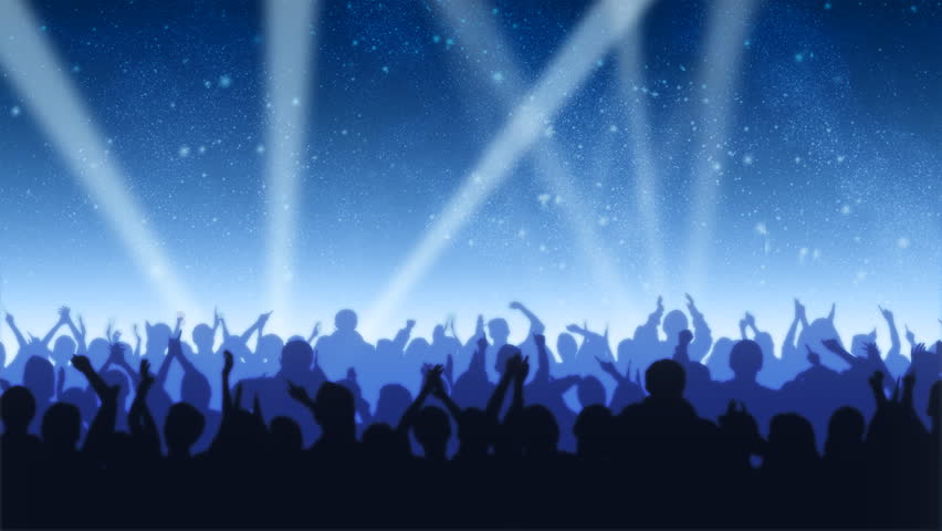 Cheering Crowd Under Stars