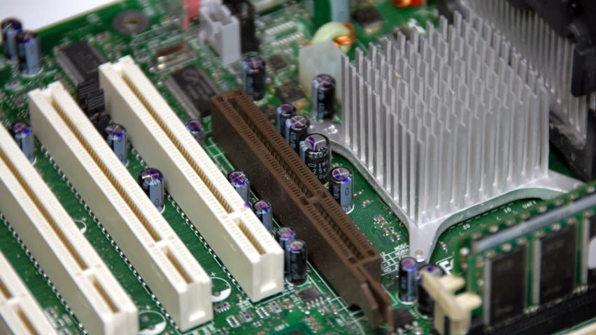 real 3D zoomed rotating motherboard