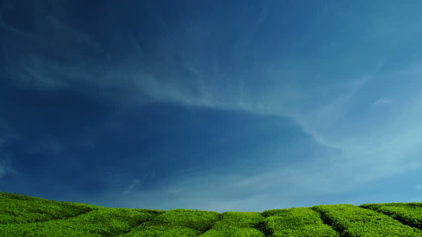 Time lapse of clouds moving above the tea farm.