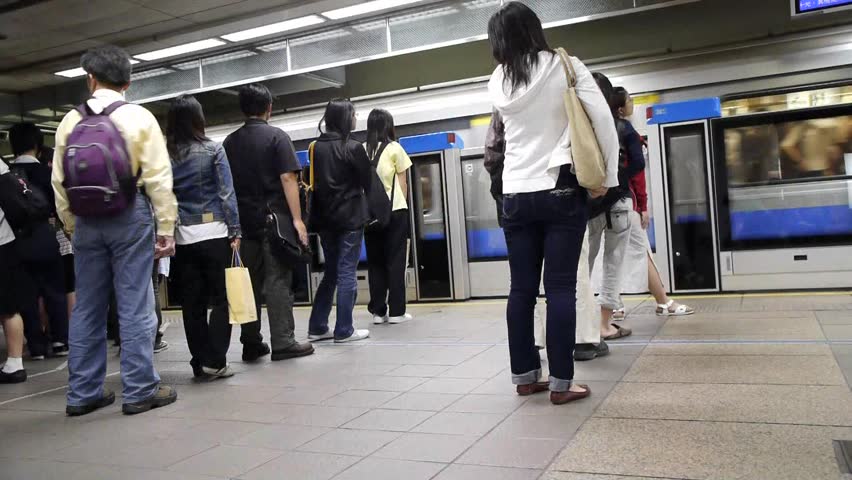 Crowded subway station