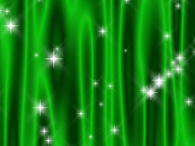 480p Loop, Green Starry Curtain-Flowing vivid green "curtain" with continuously falling and periodically shooting star sprites of light.