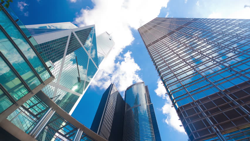 Office Building On A Background Of The Blue Sky Stock Footage Video