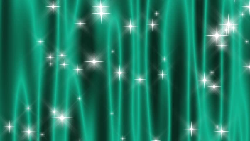 HD 720p wide screen loop of abstract deep teal curtain with falling and shooting stars.