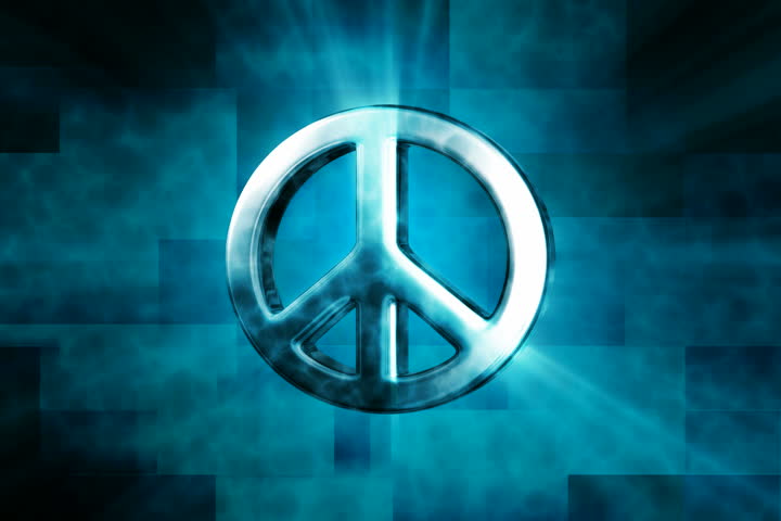 Digital footage of Peace symbol in colour background	