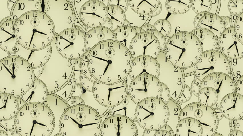 real footage of clockfaces. Time lapse with clocks moving fast in 3D space