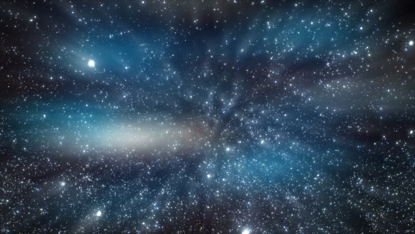 space background with spinning camera - CGI loop, 30 fps