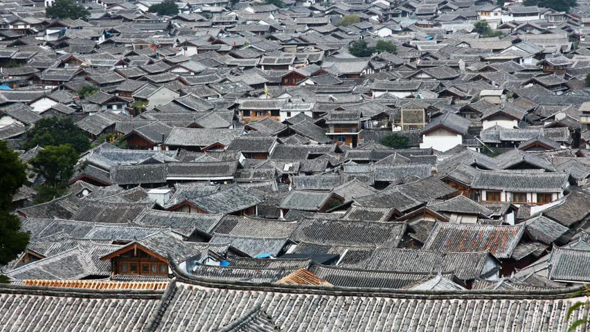 Night life in old town Lijiang in Yunnan province, China, Time lapse