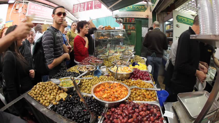 JERUSALEM, ISLAEL  - DECEMBER 31: Thousands of Israelite flocked the Mahane Yehuda market  December 31, 2009 in Jerusalem, Israel.
