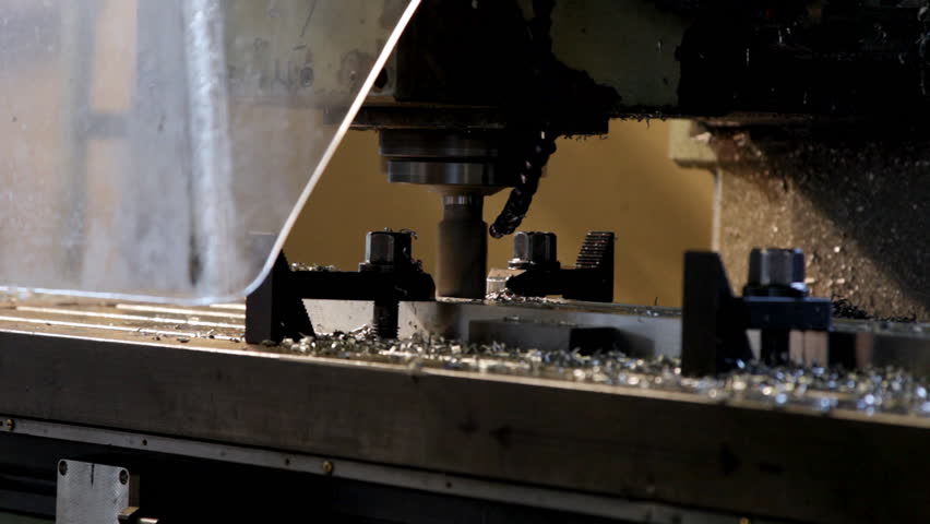 Machine drill work with metal close up