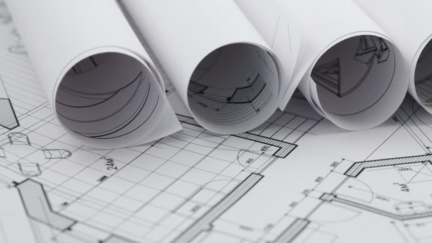 rolls of architectural blueprints