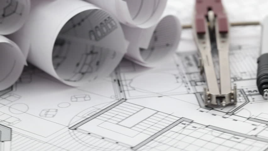 rolls of architectural blueprints