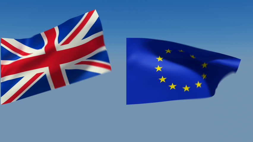 Loopable Great Britain and European Union Flags. Alpha channel is included