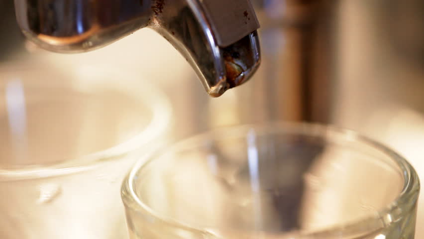 Espresso brewing from a professional machine