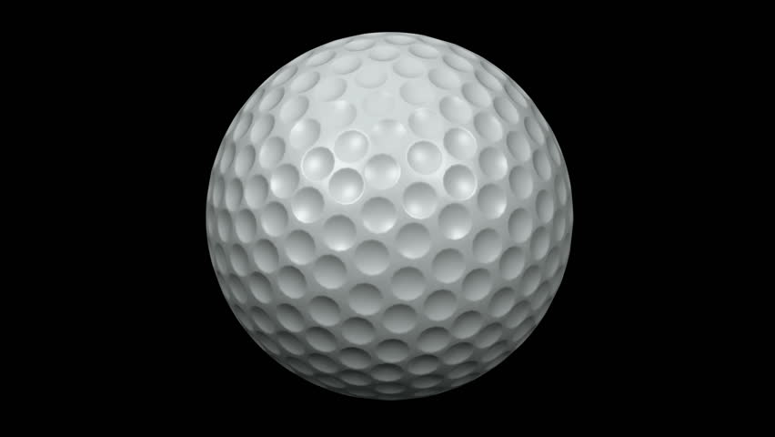 Seamless loop Golf Ball Animation 1. Alpha matte, isolated on black