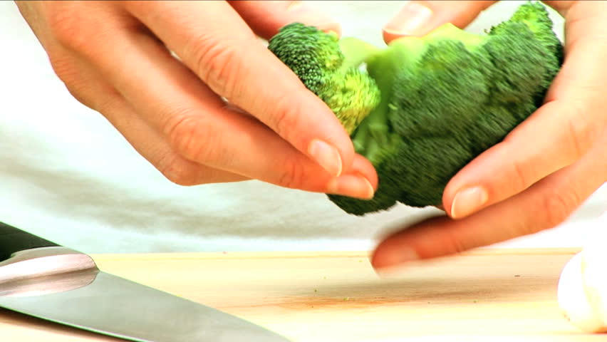 Delicious fresh broccoli being prepared to make healthy living meals