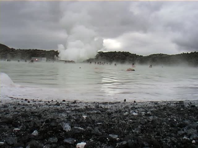 Blue Lagoon, Iceland with low camera angle.