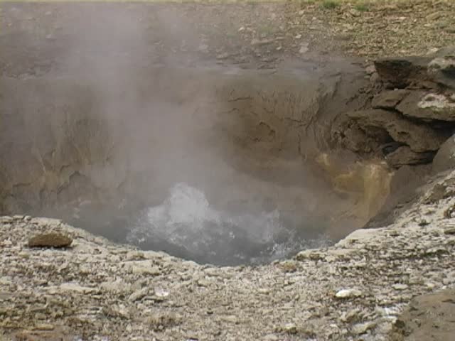 Close up shot of Boiling water at strockur geyser, Iceland.