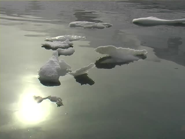 Ice in a crystal clear pool of Antarctic water.