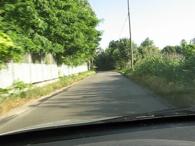 Driving along a rural road
