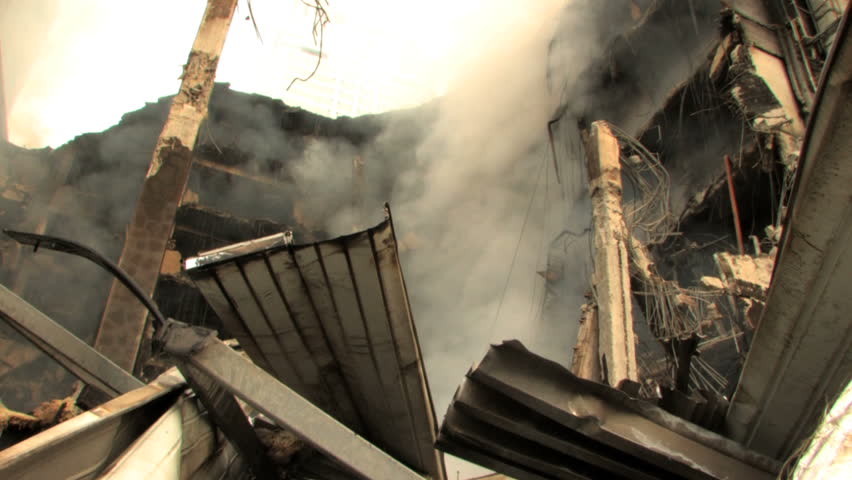 Smoking Ruins of Destroyed Building