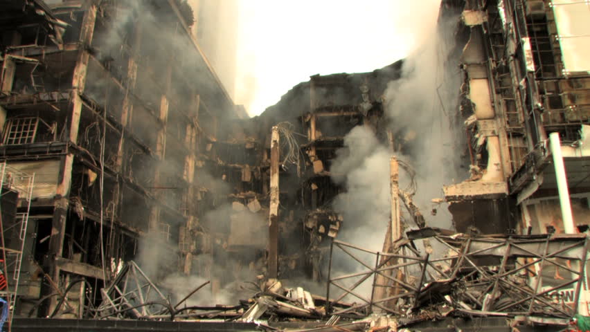 Smoking Ruins of Destroyed Building