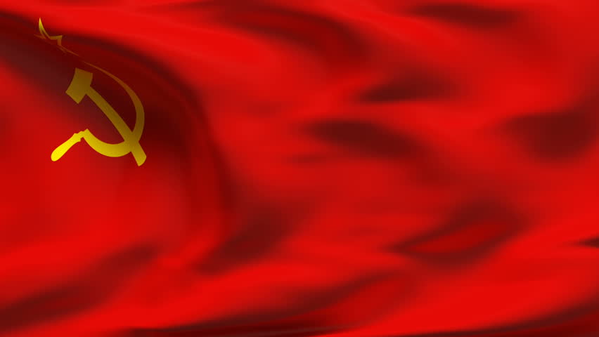 Textured former soviet union satin cotton flag with wrinkles and seams