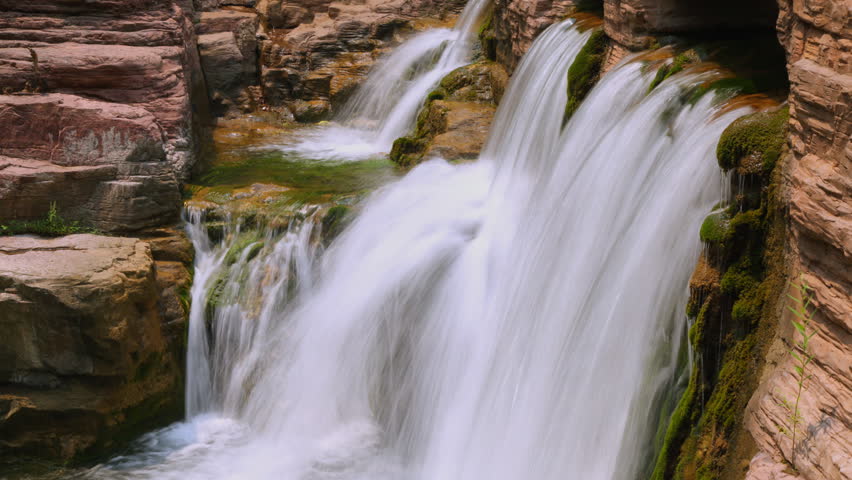 Waterfall side view time-lapse