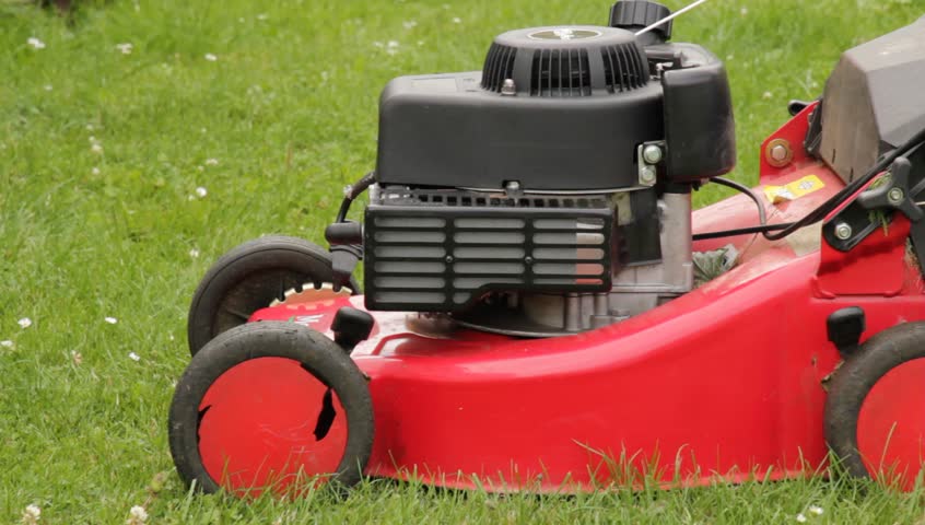 mowing the lawn