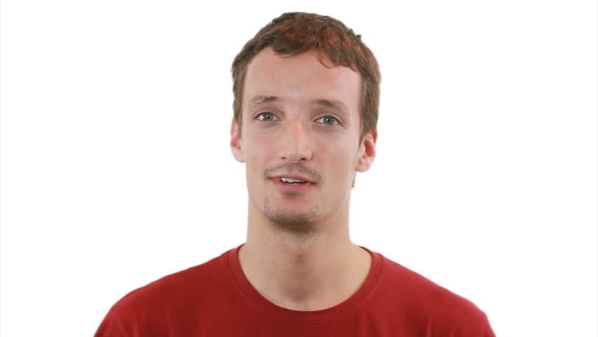 We did it! Guy is proud - white background