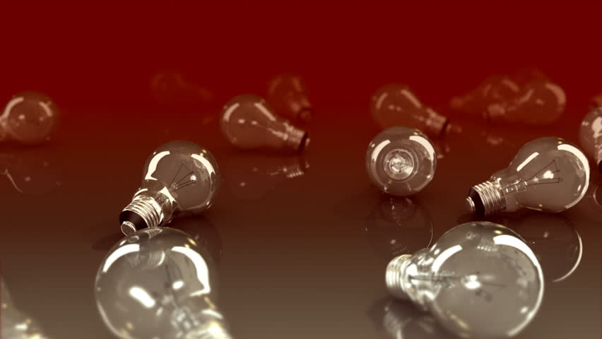Light bulbs fly through. New idea concept. Seamless loop, depth of field. 
