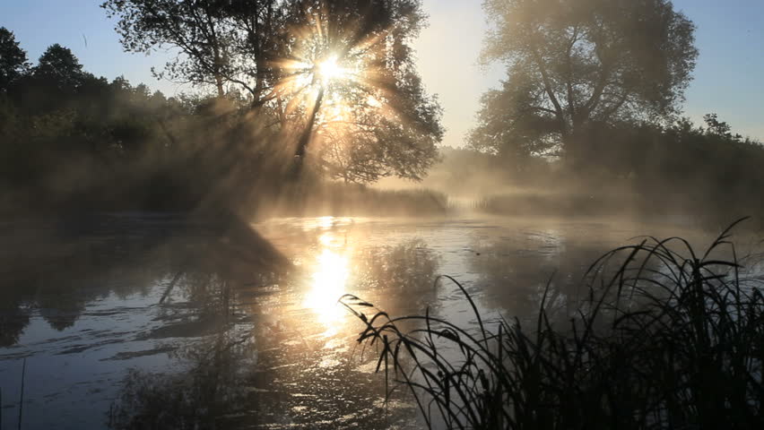 time laps. Fog, the river, landscape