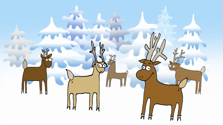 Merry Christmas; Silly Reindeer Holiday Background Animation 
