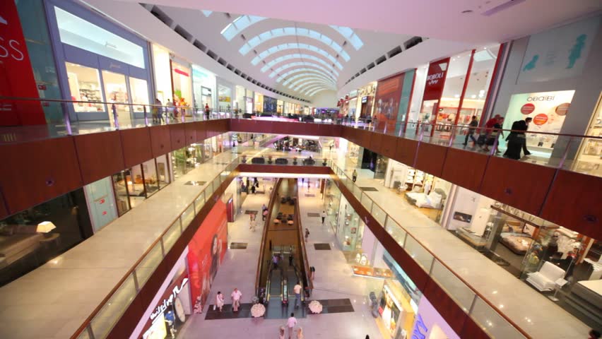 DUBAI - APRIL 17: Dubai Mall with visitors from inside, April 17, 2010 in Dubai, UAE. The Dubai Mall is the world's largest shopping mall based on total area.