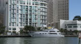 MIAMI, FLORIDA - DEC 16: Mega yacht December 16th, 2010 in downtown Miami. According to the DMV over 1 million vessels are registered in Florida.