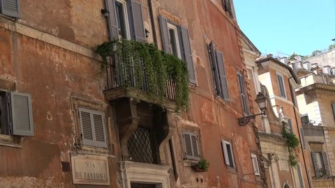 Parion Stock Video Footage 4k And Hd Clips Shutterstock Static Footage Of Typical Rome Street Via Di Parione Showing Apartments Light Brown Colour And