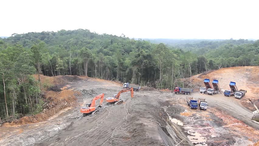 KUCHING, MALAYSIA - MAY 03 2014: Deforestation. HD Video Of Tropical ...