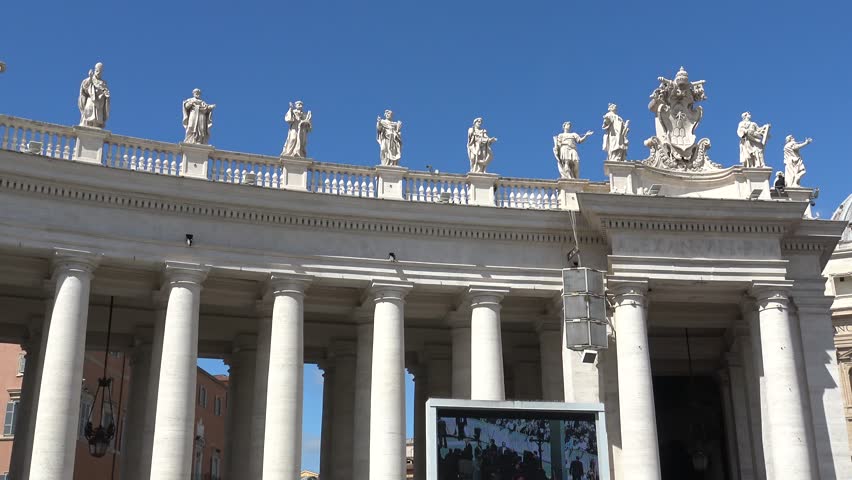 Rome Piazza San Pietro Colonnade Video De Stock Totalmente