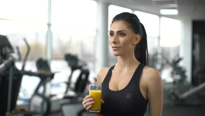 Fit Woman Drinking Refreshing Juice Stock Footage Video 100 Royalty Free 1012306856 Shutterstock