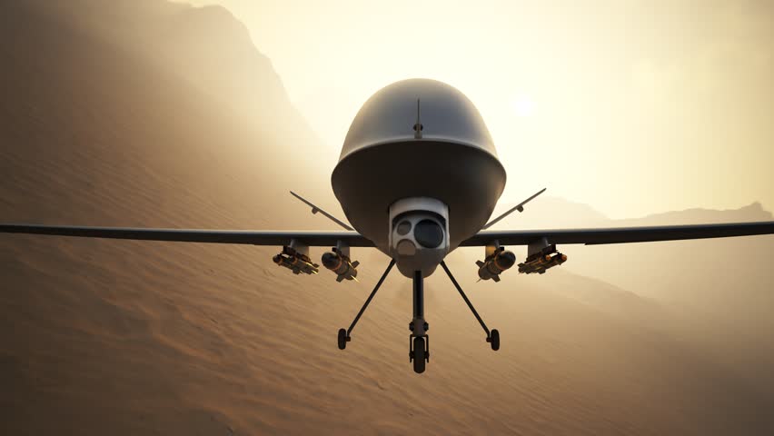 03594 Military Predator Drone Flying Stock Footage Video (100% Royalty