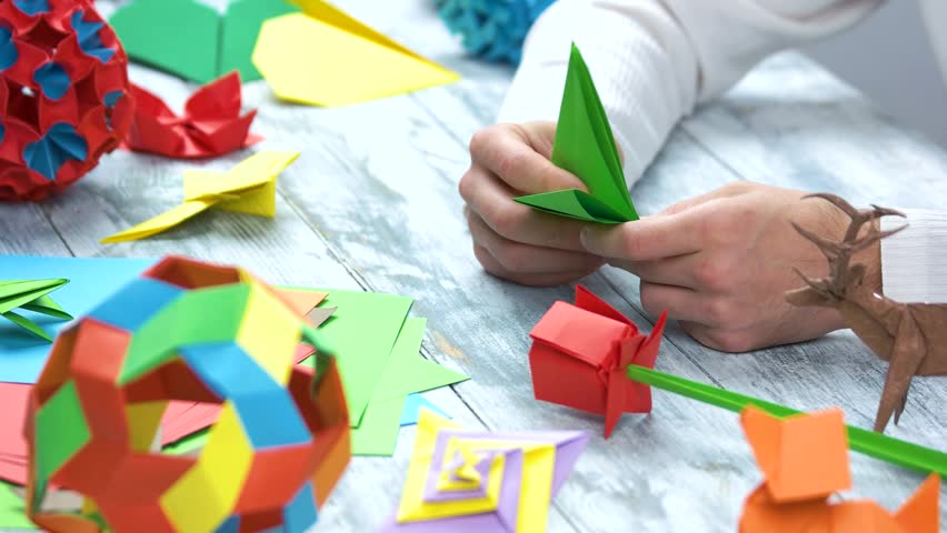 Origami Crafts Male Hands Making Stock Footage Video 100 Royalty Free 1014589316 Shutterstock