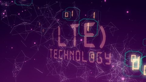 Abstract background with animation word of LTE from metallic net. Animation of seamless loop.