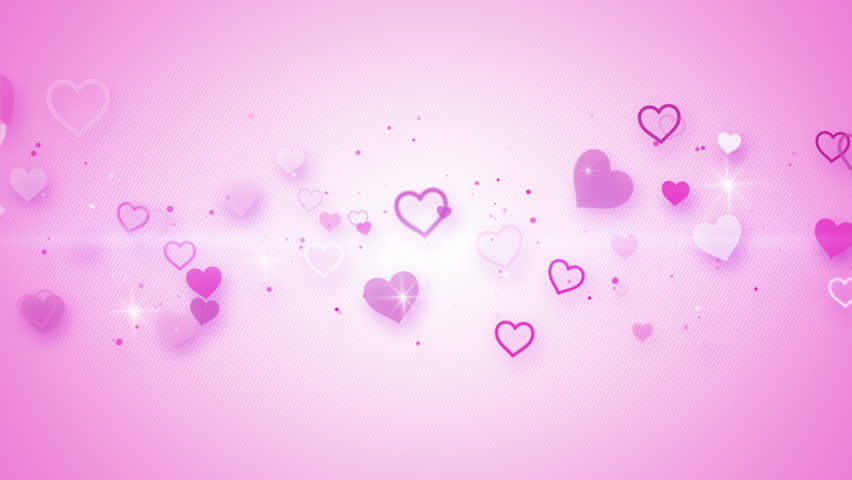 Valentine Love Hearts On A Hot Pink Background Of Animated Clouds And ...