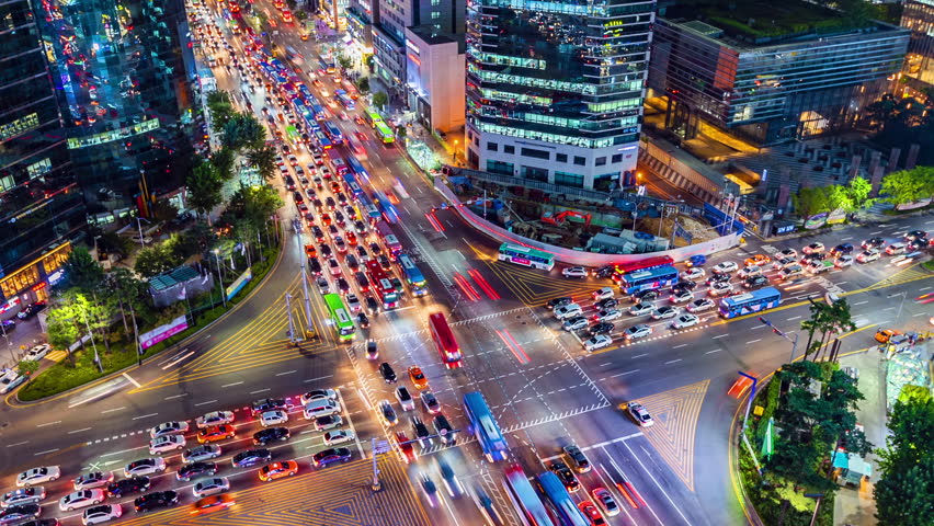 Timelapse Traffic at Gangnam  City Stock Footage Video 100 