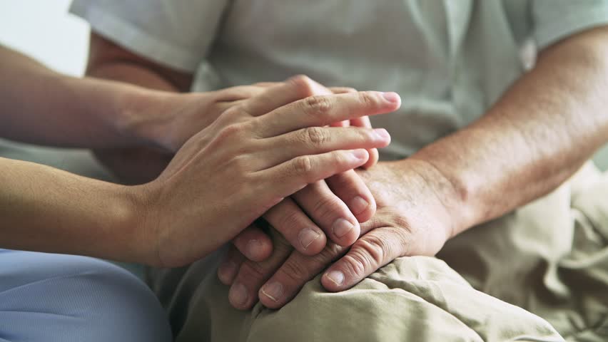 Comforting Hand Young Nurse Holding Stock Footage Video 100