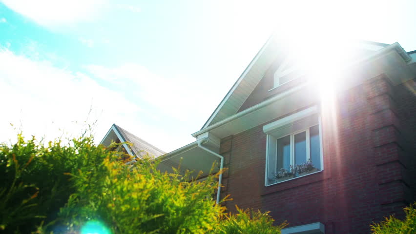Red Brick Country House With Stock Footage Video 100 Royalty Red Brick Country House With Vintage Columns And Spruce In The Garden