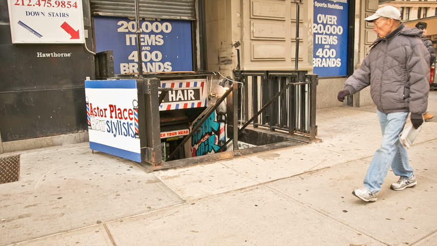 Nov 29 2018 People Walking By Astor Place Entrance Staircase